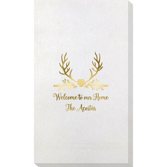 Pine Berry Antlers Bamboo Luxe Guest Towels